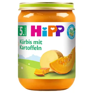 HiPP Bio Kürbis mit Kartoffeln (6 x 190g), für Babys ab 5. Monat, ohne Salzzusatz, mit Omega-3, das Gemüse-Gläschen ideal zum Beikoststart, in bester Bio-Qualität