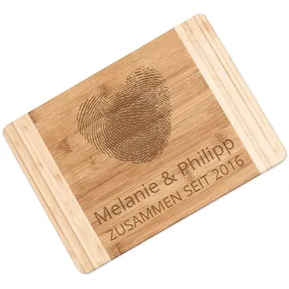 Maverton Bambus Holzbrett mit Gravur, Schneidebrett, Küchenbrett | Größe: 35x25 cm, groß und massiv, für Paare, zum Hochzeitstag, zur Hochzeit, zu Weihnachten, Herz