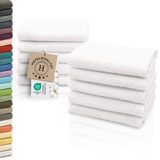 ZOLLNER 10er Set Seiftücher - weiche und saugstarke Waschlappen - waschbar bis 95°C - Baumwolle - 30x30 cm in weiß