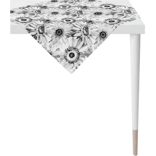 Mitteldecke APELT "1700 Summergarden, Sommerdeko, Sommer" Gr. 2, bunt (grau, weiß, schwarz), B:100cm L:100cm, Baumwolle, Tischdecken, Mitteldecke, Digitaldruck