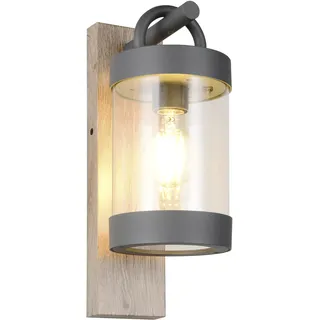 Trio Außenwandleuchte Aluminium Holznachbildung H 33 cm exkl. 1x E27 braun