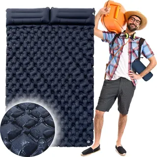 Doppelmatratze, Matte, aufblasbar, faltbar, Tourist, für den Urlaub - Blau