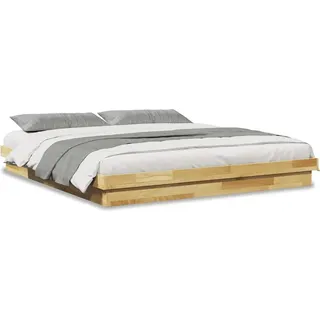 vidaXL Massivholzbett ohne Matratze 200x200 cm Eichenholz - Braun