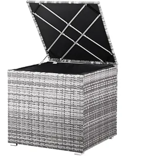 CASARIA Auflagenbox Kissenbox 318 L Garten Aufbewahrungsbox Polyrattan 318L Grau