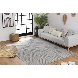 Surya Detroit Teppich Läufer Wohnzimmer, Esszimmer - Moderne Boho Teppich Geometrisches Muster - Weicher Skandinavisch Wohnzimmerteppich Orientalisch - Läufer Flur 80x150cm Groß Teppich Grau