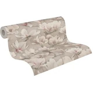 A.S. Création PintWalls II Vliestapete mit Blumenmotiv Magnolien 0,53 x 10,05 m – Braun, Rosa, Weiß – Blumentapete Made in Germany - 396101