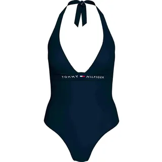 Tommy Hilfiger Damen Badeanzug Halter One Piece Neckholder, Blau (Dark Night Navy), M - M