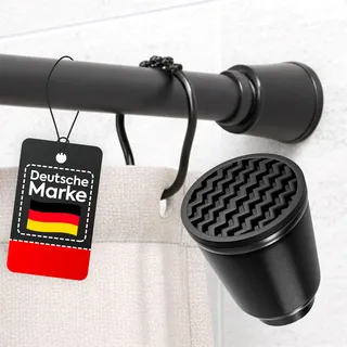 AKAYGUN Gardinenstange ohne Bohren (Schwarz, 220-350cm) Teleskopstange zum Klemmen, Spannstange ohne Schrauben, für Innen- und Außenbereich zum Klemmen