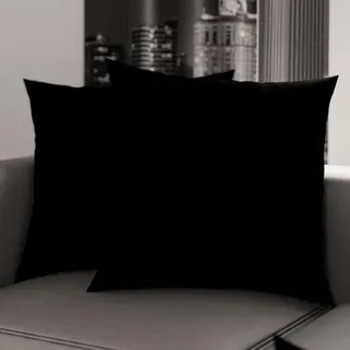 PETTI Artigiani Italiani – 2er-Set Kissenbezüge 35x35 cm aus Mikrofaser, Zierkissenbezüge für Schlafzimmer & Sofa, Uni Schwarz, 100 % Made in Italy