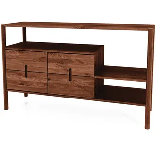 byoak Regal INA Wildeiche , Dunkelbraun , Holz , Kerneiche , 142x86x46 cm , Kleinmöbel, Kommoden, Sideboards