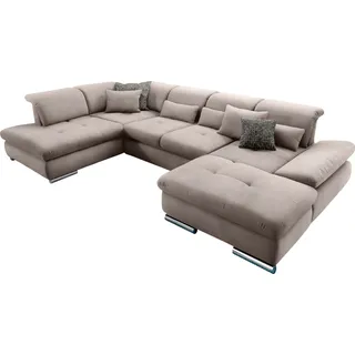 set one by Musterring Wohnlandschaft »SO 4100 komfortable Federkernunterfederung, inkl. Kopfteilverstellung« wahlweise Bettfunktion und Sitztiefenverstellung, U-Form, grau