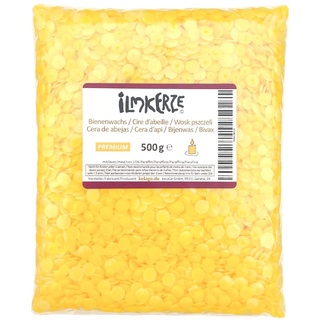 Ilmkerze® Bienenwachs Pastillen gelb 500 g | Premium | ideal für Kerzen Teelichter Formkerzen Ziehkerzen Kerzengießen Bienenwachskerzen