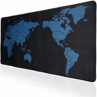 Jeffbaubl XXL Gaming Mauspad, Mouse Pad, 900x400mm, Schwarz | Weltkarten Design, Rutschfestes Mousepad, Mit Genähten Kanten, Schreibtischunterlage for PC Gamer Büro