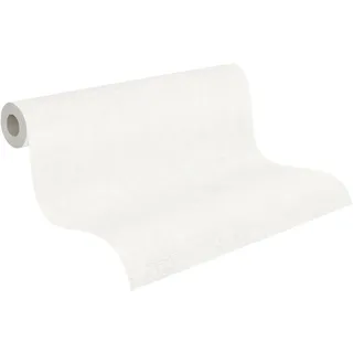 A.S. Création AS Creation Vliestapete Uni Textiloptik 10,05 x 0,53 m Weiß, FSC®