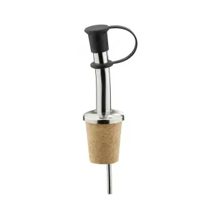 Westmark 2 Spirituosen-/Öl-/Essig-Ausgießer für Flaschen, mit Schlaufenkäppchen, mit Luftröhrchen, Metall/rostfreier Edelstahl, Naturkorken, Inox Standard, Silber, 45302280
