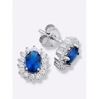 Smart Jewel Ohrstecker SMART JEWEL blau/silber 925 Zirkonia