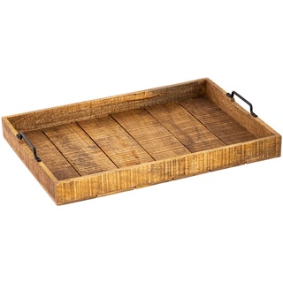 Holztablett Serviertablett XXL 57x39cm Tablett Holz Deko Tablett aus Mangoholz massiv