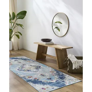 Livabliss Palma Vintage Boho 80x220 cm – Orientalisches Design mit buntem Muster in Blau, Fuchsie, Senfgelb & Orange, ideal für Wohnzimmer, Schlafzimmer & Esszimmer