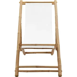 vidaXL Liegestuhl Bambus und Canvas - Weiß