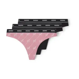 HUGO für Damen. 50545703 Dreier-Set Tangas schwarz, rosa (XL), Heimtextilien, Baumwolle