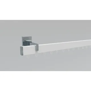INDEKO Gardinenstange Paneelwagen 1-läufig Ø 25 mm 250 cm Weiß/Grau