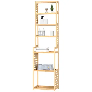[en.casa] Badezimmerregal Forssa , Holz , Bambus , 42x165x28 cm , Badezimmer, Badezimmerregale, Badregale