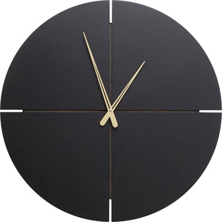 Kare Design Wanduhr Andrea, Schwarz/Gold, 60cm Durchmesser, Wohnzimmer, Uhr, rund, minimalistisch, Batterie Nicht inklusive