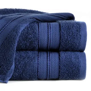 Eurofirany Daniel Handtuch Baumwolle Simpel Bordüre Weich Muster Dick Set 6-er Pack Oeko-Tex, Marineblau, 50X90 cm