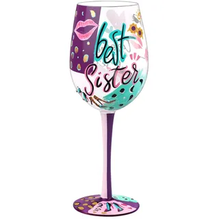 NymphFable Bunte Weingläser Schwestern Personalisiertes Handgemalt Weinglas Geschenk für Frauen mit Geschenkbox, 15oz