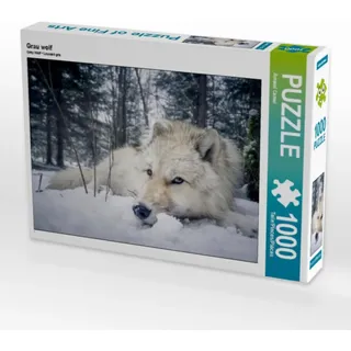 CALVENDO Puzzle Grau Wolf 1000 Teile Puzzle quer | Lege-Größe cm Foto-Puzzle für glückliche Stunden