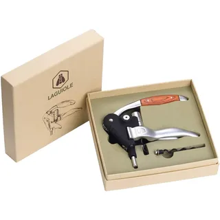 Laguiole - Korkenzieher mit Cremallière-Hebel - Aluminium und Holz - Mit Ersatzdrehung - Geschenkbox