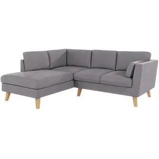 S-Style Möbel Ecksofa Mario Grau Microfaser , Textil , Echtholz,Buche , Füllung: Silikon,Komfortschaum , L-Form,L-Form , 221x186 cm , Hergestellt in Europa, Oeko-Tex® , Wohnzimmer, Sofas & Couches, Wohnlandschaften, Ecksofas