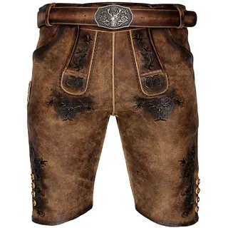 Maddox Kurze Herren Lederhose "Altrei" mit Gürtel | Nappato Sand Größe: 48 - Beige