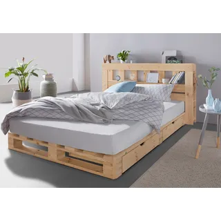 otto home home Palettenbett »"ALASCO " BESTSELLER! Mit Schublade«, zertifiziertes Massivholz, erweiterbar zum Doppel- oder Familienbett, beige