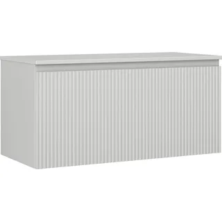 Mexen Rivel 100 cm Unterschrank mit Arbeitsplatte, 1 Schublade, gerillt, grau matt - 91A20-10047-1-BFC62 - Grau