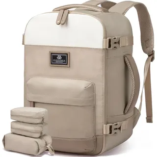 LOVEVOOK Großer 50L Rucksack Handgepäck für Damen, 17,3 Zoll Laptop, Business Reise Beige Khaki