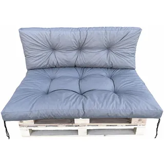 IN WOHO Palettenkissen Set Grau, 120x80 + 120x40 cm, Wasserabweisende Auflagen für Europaletten, Sitzkissen Outdoor für Garten, Terrasse und Balkon