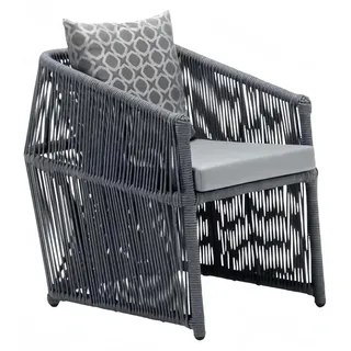 Stilvolle Hochwertig moderne Rattan Grau 1-Sitzer Terrasse Luxus Designermöbel
