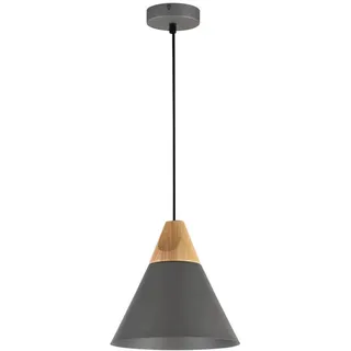 Maytoni Pendelleuchte Pendant, Grau, schwarz, Holz, Metall, konisch,konisch, 13.7 cm Ce beliebig kürzbar, gleichmäßige Lichtverteilung, Nur In Filialen Erhältlich