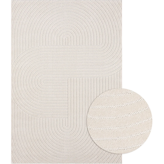 Teppich OTTO HOME "Lorent" Gr. 1, weiß (sanftes weiß), B:60cm H:5mm L:110cm, Kunstfaser, Teppiche, Teppich, Kurzflor, Uni Farben, Hoch-Tief-Effekt, Scandi-Look, Outdoor geeignet