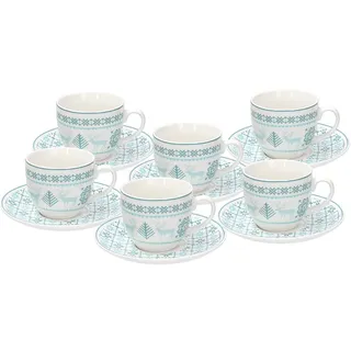 Tognana polar, Packung mit 6 Teetassen mit Teller, New Bone China, Himmelblau