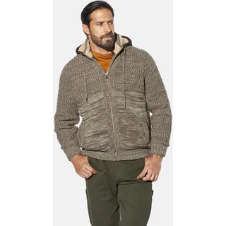 Strickjacke JAN VANDERSTORM "Outdoor Strickjacke INGLAND", Herren, Gr. 6XL, braun (braun melange), Obermaterial: 70% Polyacryl PAN. 30% Wolle mw., Strickjacken Strickjacke