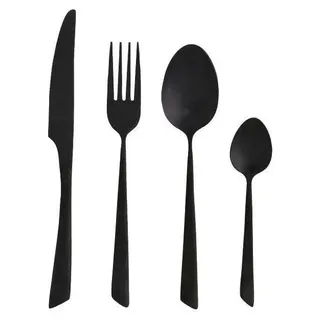 Servierbesteckset "Delta Black" von Jean Dubost, 16-teilig, für 4 Personen, aus matt schwarzem Edelstahl