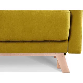 Konsimo Sofa 3 Personen mit ausziehbare Liegfläche "VISNA", Gelb, Stoff, Scandinavian, 220x79x95 - Gelb