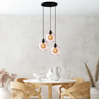 Opviq Elegant Pink Chandelier, Adjustable Height 40-120 cm, Metal Body, Ø20 cm Cap, Ø30 cm Base, 3 x E27 Max 40W, Perfect for Modern Spaces, IP20 Rated