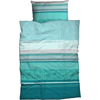 Casatex Bettwäsche »Teri« 2 Stk., tlg. zarte Blüten und Streifen, frische, elegante Farben, blau