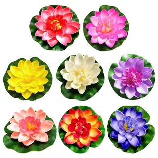 8 Künstliche Lotusblumen, Pool-Dekoration, Lotusblumen, Künstliche Pflanzendekoration, Teichdekoration Im Freien, Schwimmende Poolpflanzen