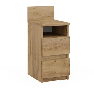 Vicco Nachttisch Monty Goldkraft Eiche 25 x 59.1 cm mit 2 Schubladen , Honigeiche , Holzwerkstoff , Rechteckig , 25x59.1x32.3 cm , Schlafzimmer, Nachtkästchen