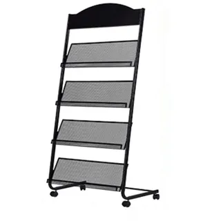 GenMo Stehender Zeitschriftenständer Informationsständer Lagerregal Zeitungsständer Display Rack Manuelles Buchregal Einzelseite Einfaches Eisen (Schwarz)