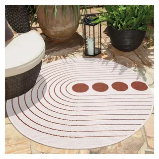 Carpet City Outdoorteppich »DUO RUG 5739«, rund, 5 mm Höhe, Wendeteppich Wetterfest In- & Outdoor, Balkon, Terrasse, Wohnzimmer, rot Ø 160 cm 1 St.